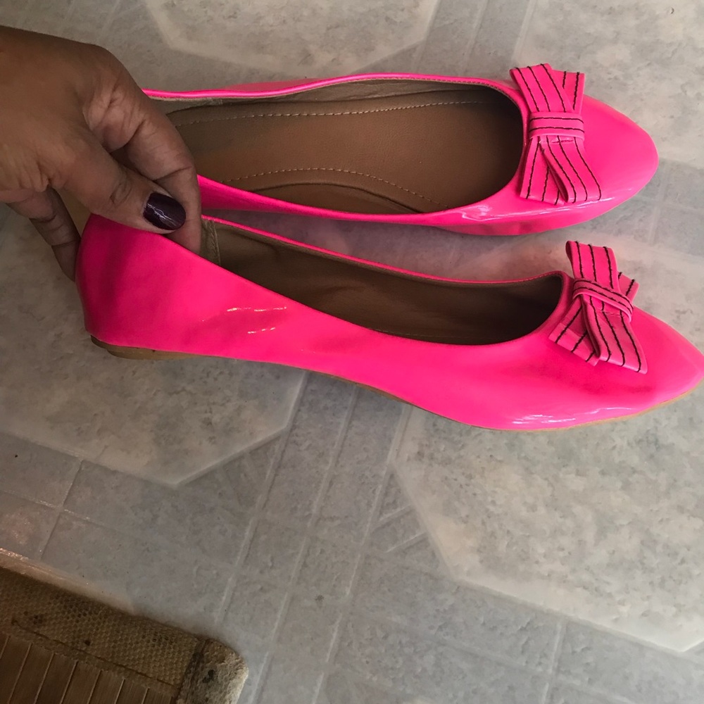 New Hot Pink Patent Leather Flats